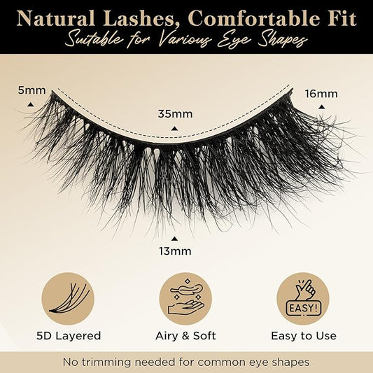 Bepholan Fales Eyelashes Natural Look Mink Fake Eyelashes 3-Pack Soft Band Cat Eye Lashes Manga Eyelashes Fluffy,XMZ208