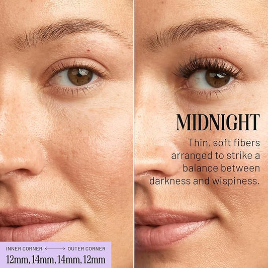 Lilac St - Midnight Dramatic Faux Eyelash Clusters (12mm) - Dark & Lush - DIY Lash Extension Wisps - Lightweight & Lifelike - Lasts 10 Days - Cruelty Free, Vegan, Women Founded - 10 Lashes