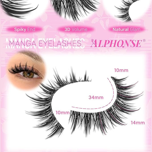 Manga Lashes Wispy False Eyelashes 3D Natural Eye Lashes Spiky Fake Lashes Anime Lashes Natural Look Chinese Makeup Lashes Pack by ALPHONSE