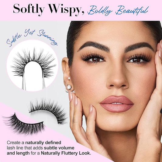 Lashes Natural Look False Eyelashes - Bepholan Fake Eyelashes 3D Super Fluffy False Lashes Clear Band Wispy Lashes 3-Pack Faux Mink Lashes(XMZ24)
