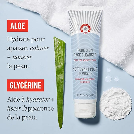 First Aid Beauty - Pure Skin Face Cleanser, Effectively Removes Makeup, Dirt, and Impurities, Gentle Cleanser Leaves Skin Soft & Supple, Safe for Sensitive Skin, Fragrance Free, 2 oz
