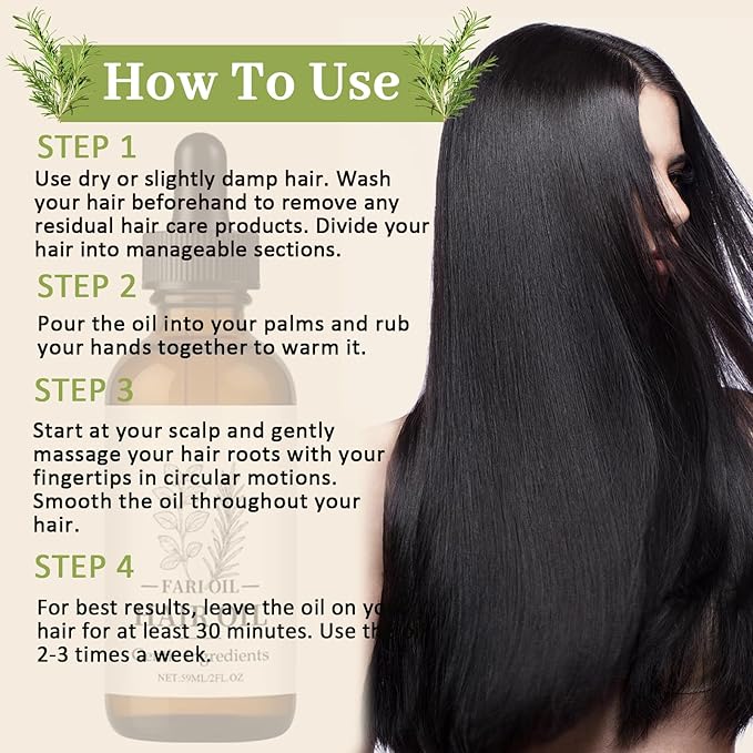 Hair Growth Oil, Botanical Scalp Oil with Herbal Infusion, Nourishes Damaged Hair, Prevents Hair Loss, Plant-Based Formula for All Hair Types – 2oz (1PCS)