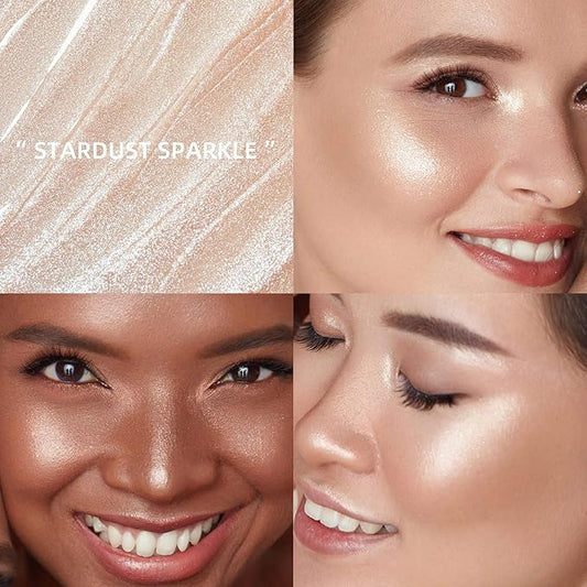 Shimmer Eyeshadow Stick Creamy Highlighter for Eyes, Lips Cheeks Long Lasting, Moisturizing, Multi Use High Pigment Glow for Day Night, Micro Pearls, Champagne Undertone (Stardust Sparkle)
