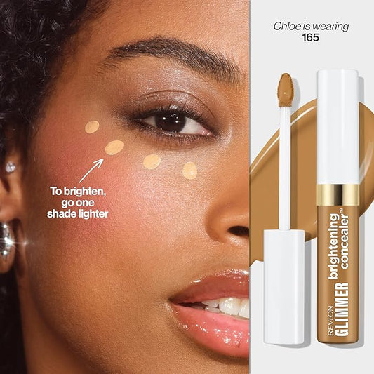 Revlon Glimmer Brightening Concealer, Liquid Under Eye Makeup, Made with Caffeine, Vitamin C, & Stevioside, 165, 0.3 fl oz