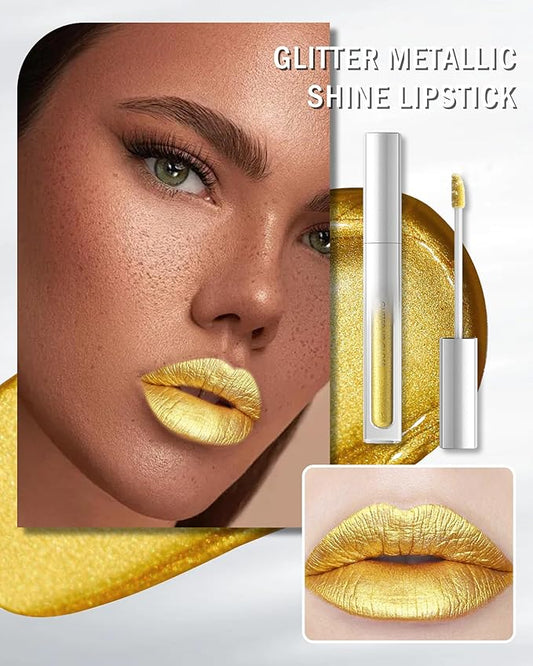 Glitter Sheer Silver Lip Gloss, Matte Metallic Shimmer Non-Stick Lip Gloss,Long-Lasting Waterproof Smudge Proof Liquid Lipstick Lipgloss,Sparkle Diamond Lip Tint Stain, Makeup Gift for Women Girl-06