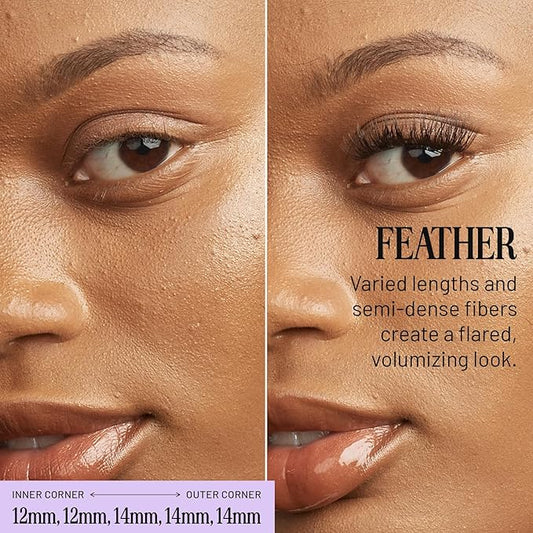 Lilac St - Feather Natural Faux Eyelash Clusters (12mm) - Cat Eye Look - DIY Lash Extension Wisps - Lightweight & Lifelike - Lasts 10 Days - Cruelty Free, Vegan, Women Founded - 10 Lashes