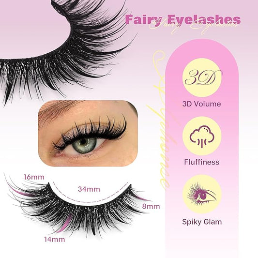 Cat Eye Lashes Manga False Eyelashes Wispy Lashes Strips Anime Fake Eyelashes with Spikes Wispy Lashes 9 Pairs Faux Mink Lashes 8-16mm Lash Extension by ALPHONSE