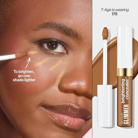 Revlon Glimmer Brightening Concealer, Liquid Under Eye Makeup, Made with Caffeine, Vitamin C, & Stevioside, 175, 0.3 fl oz