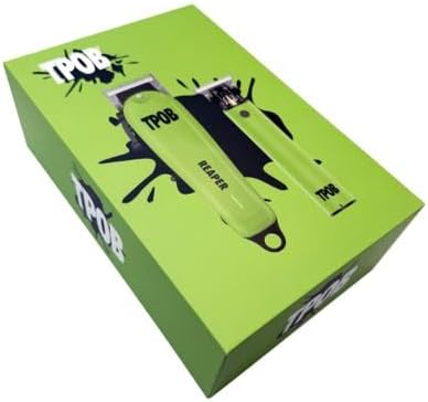 TPOB Slime 2 Ghost Black Clipper Trimmer Set Barber Hair Clippers for Men 6800 RPM with Rubber Case (Green)