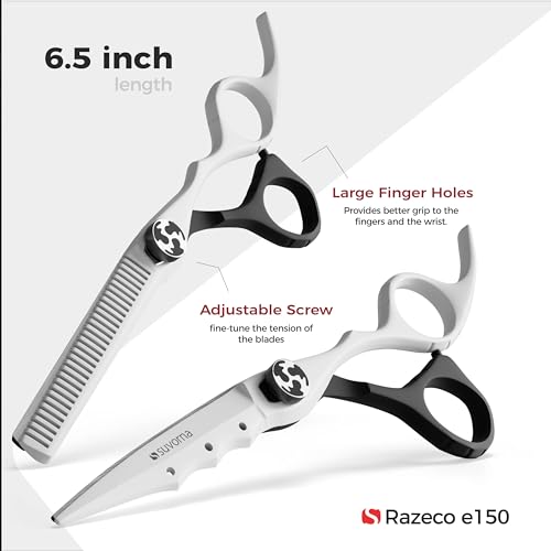 Suvorna Thinning Shears for Hair Cutting with Hair Scissors Professional | 2 pcs hair cutting scissors | 6.5" RightHand Barber Scissors for Cutting and Layering | Hair Shears for Women and Men