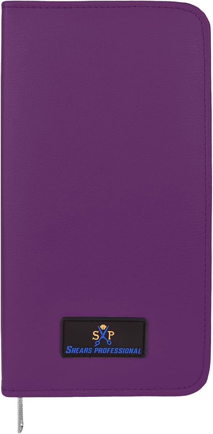 Leather 5 Scissor & Shear Storage Case for Hairstylist - Hairdresser -Scissor Holder Perfect for home-saloon use (Purple)