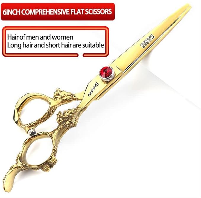 Gold Dragon Professional Hairdressing Scissors - 7/7.5/8 Inch, Gold and Black, 6 Inch 3-Piece Set