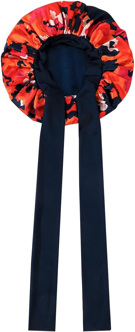 GDTOGRT Satin Silk Bonnet for Sleeping Women - Double Layer Sleep Hair Bonnets Caps for Curly Braid Hair with Tie Band