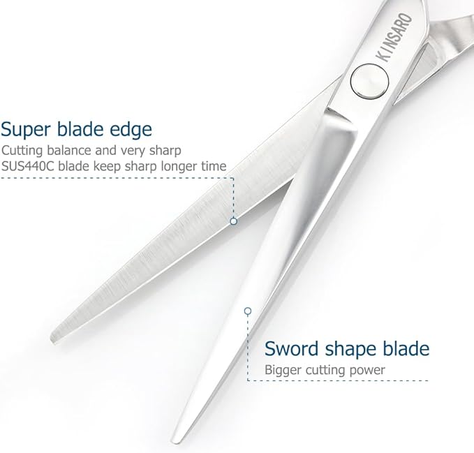 Professional Hair Cutting Scissors Barber Hair Shears Haircut 6 Inch 440c Haircut Shears Hairdresser Scissors KINSARO for Hairdresser Barber or Home Use