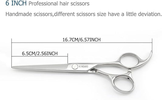 Professional Hair Cutting Scissors Barber Hair Shears Haircut 6 Inch 440c Haircut Shears Hairdresser Scissors KINSARO for Hairdresser Barber or Home Use