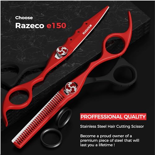 Suvorna 6.5" Hair Scissors Professional with Thinning Shears for Hair Cutting - Sharp Razor Edge Hair Cutting Scissors to Cut Hair - Barber Scissors for Hair Cutting - Hair Shears for Women and Men