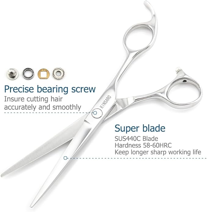 Professional Hair Cutting Scissors Barber Hair Shears Haircut 6 Inch 440c Haircut Shears Hairdresser Scissors KINSARO for Hairdresser Barber or Home Use