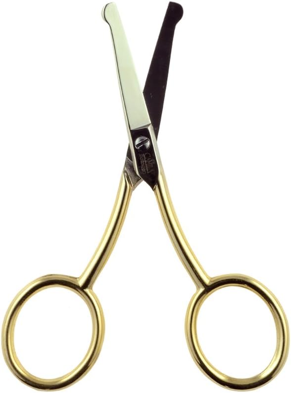 CS06 Professional Hypoallergenic Gold Plated Rounded Safety Tip Scissors for Facial, Body & Nostril Hair. for Men Women & Kids. Made of Durable Stainless Steel in Solingen, Germany