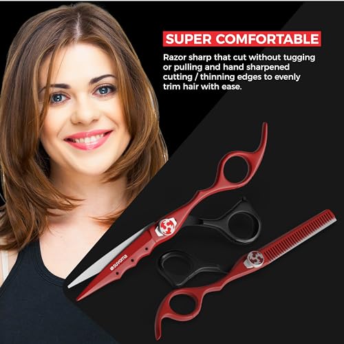 Suvorna 6.5" Hair Scissors Professional with Thinning Shears for Hair Cutting - Sharp Razor Edge Hair Cutting Scissors to Cut Hair - Barber Scissors for Hair Cutting - Hair Shears for Women and Men