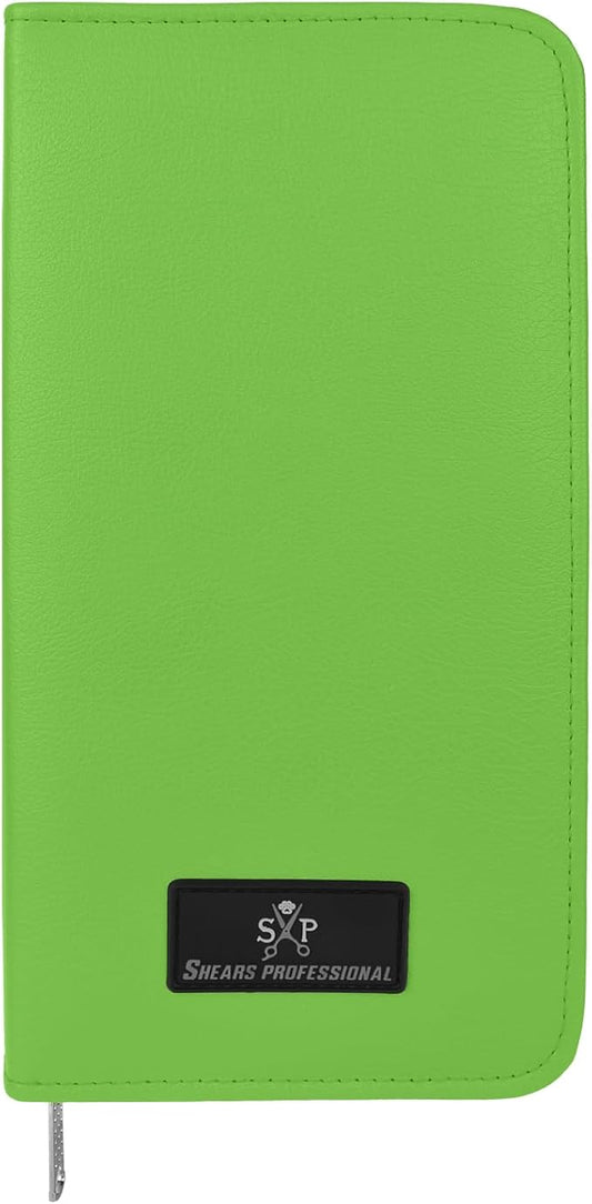 Leather 5 Scissor & Shear Storage Case for Hairstylist - Hairdresser -Scissor Holder Perfect for home-saloon use (Green)