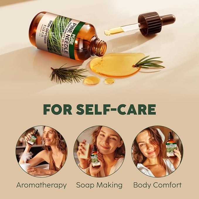 KUKKA Pine Needle Essential Oils - 4 Fl Oz - for Hair, Skin, Diffuser, Aromatherapy & DIY Soap Making Scent