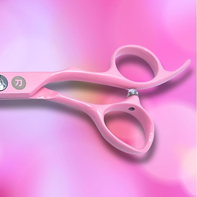 6" Pink Hair Cutting Shears - Titanium Finish - Professional Use - 440C Japanese Steel