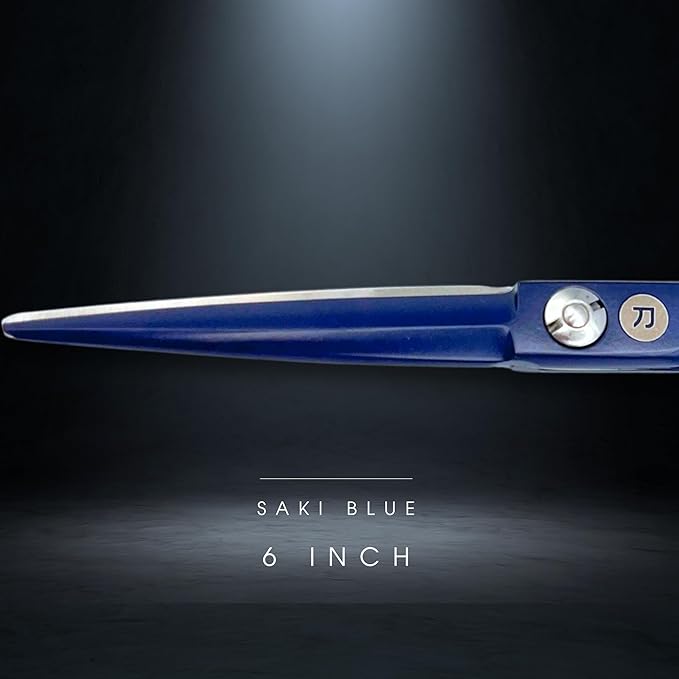 6" Blue Professional Hair Cutting Scissors - 440C Steel With Blue Titanium Finish - Convex Blade - For Stylists and Barbers