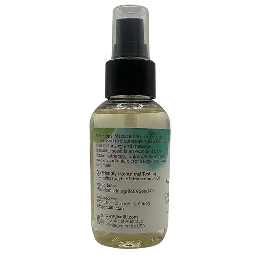 Pure Macadamia Oil-Australian Cold-Pressed Refined, Filtered, All-Natural, Cruelty-Free-Travel Moisturizer for Hair, Skin, Nails, Massag-Sensitive Skin, Eczema, Rosacea and Psoriasis-3.4 oz