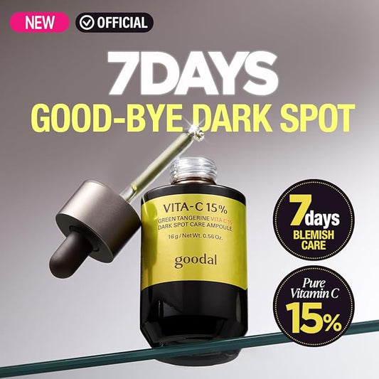 GOODAL Green Tangerine Vita C 15 Ampoule, Korean Skin Care, Vitamin C Serum, Hydrating Daily Facial Care for Fine Lines, Dull Skin, K Beauty, 16g/0.56 Oz