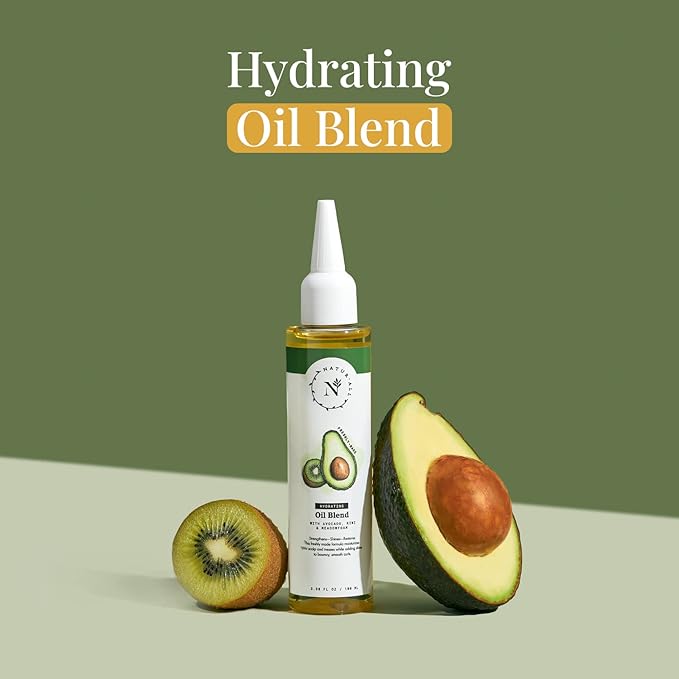 NaturAll Hydrating Hair Oil Blend with Cold pressed Avocado and Kiwi seed oils-Hair Growth Oil with Vitamin E & C- Hair Growth Serum for Hair Repair, Frizz, Breakage & Split Ends (3.38 FL OZ)