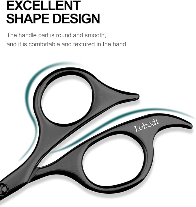 4.7-inch small nose hair scissors (black), round-headed scissors, for trimming facial hair, beards, ear hair, eyebrows, bathroom, Moustache Trimming，personal care and beauty
