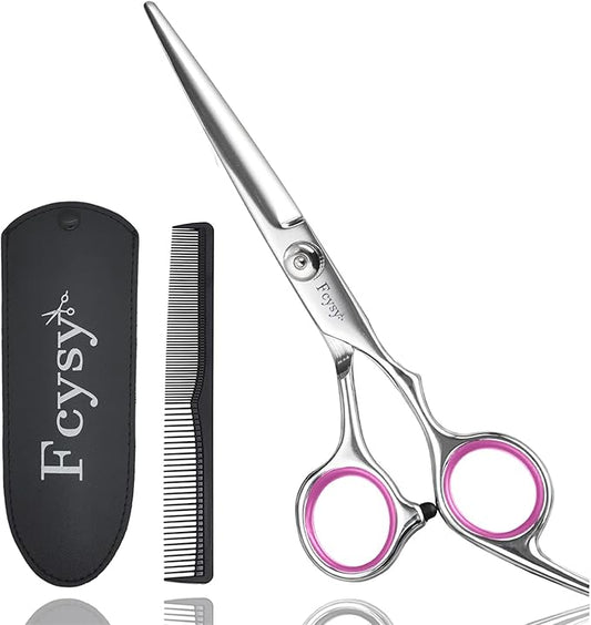 Fcysy Professional 6 Inch Haircut Scissors - Barber Shears with Comb, Salon Hair Shears for Men, Women & Pets