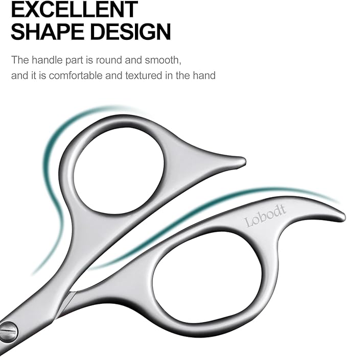 4.7-inch small nose hair scissors, round head, for trimming facial hair, ear hair, eyebrows, eyelashes, bathroom, suitable for both men and women, personal care and beauty (matte silver)