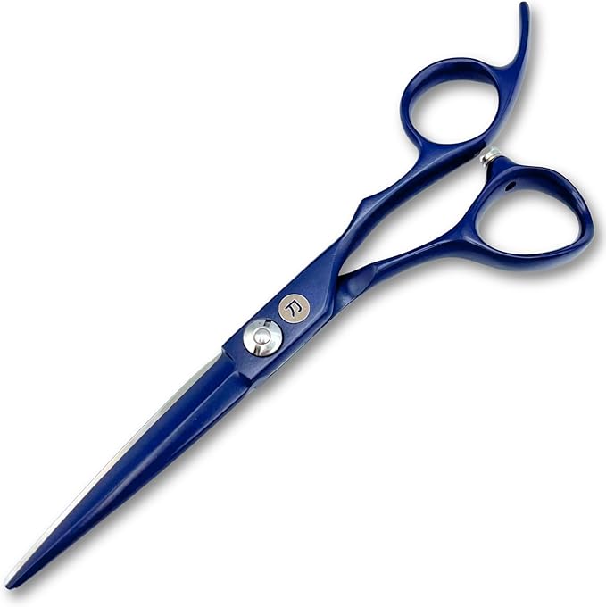 6" Blue Professional Hair Cutting Scissors - 440C Steel With Blue Titanium Finish - Convex Blade - For Stylists and Barbers