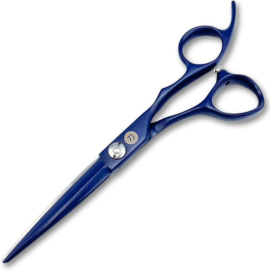 6" Blue Professional Hair Cutting Scissors - 440C Steel With Blue Titanium Finish - Convex Blade - For Stylists and Barbers