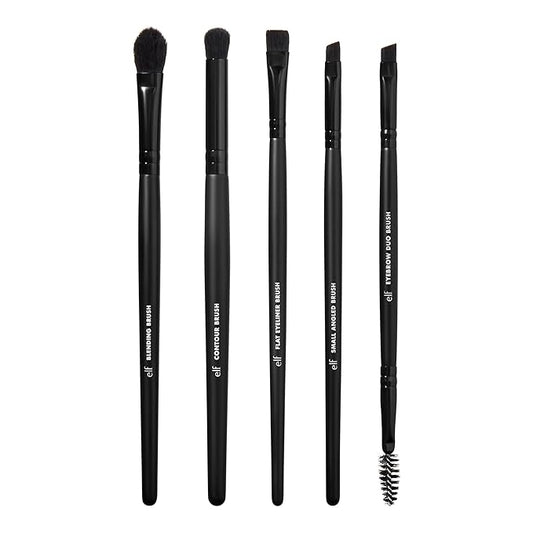 e.l.f. Ultimate Eyes 5 Piece Brush Collection, Makeup Brushes For Eyeliner, Eyeshadow, Brows & more, Vegan & Cruelty-Free