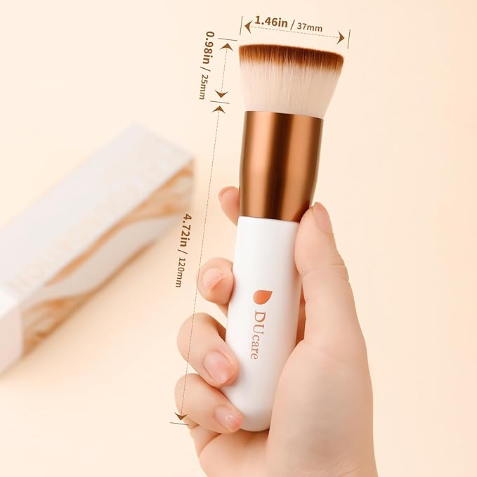 DUcare Foundation Brush 2pcs Flat Top Kabuki Self Tanner Brush Synthetic Professional Makeup Brush Liquid Blending Mineral Powder Buffing Stippling Makeup Tools