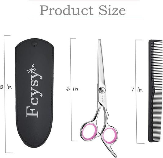 Fcysy Professional 6 Inch Haircut Scissors - Barber Shears with Comb, Salon Hair Shears for Men, Women & Pets