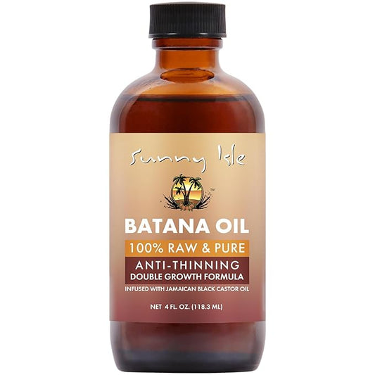 Sunny Isle Batana Oil Infused with Jamaican Black Castor Oil 4oz | Anti-Thinning Double Growth Formula