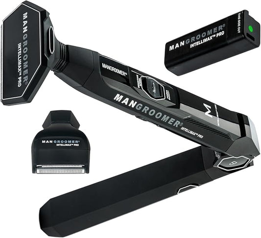 MANGROOMER - INTELLIMAX PRO - New Back Shaver with 2 Shock Absorber Flex Heads, Power Hinge, Extreme Reach Handle and Advanced 2.7" Extra-Wide Blade Design (Version 3.0)