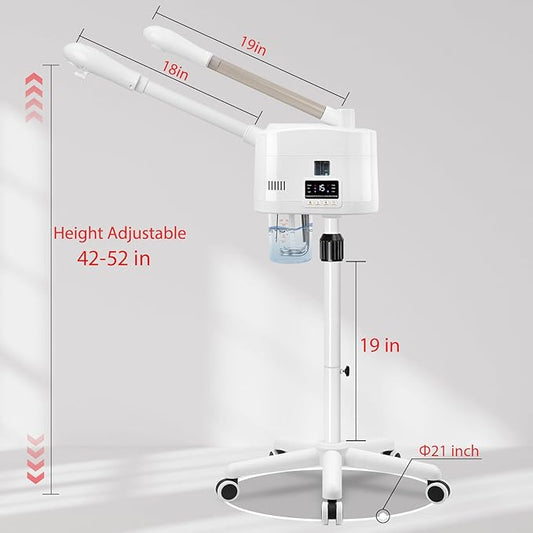 2 in 1 Hot and Cold Facial Steamer,Professional Face Steamer on Wheels for Beauty Salon, Spa or Home Use