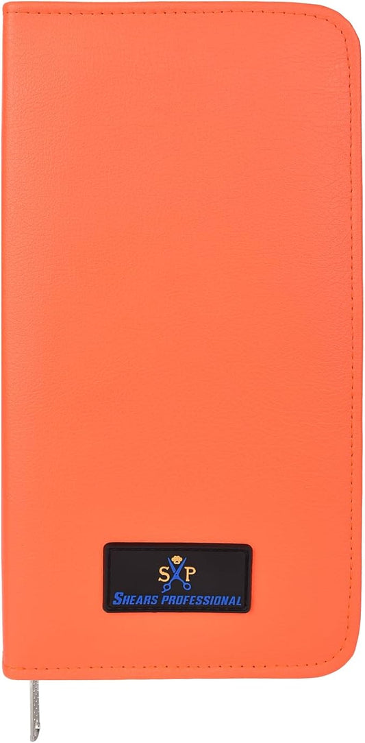 Leather 5 Scissor & Shear Storage Case for Hairstylist - Hairdresser -Scissor Holder Perfect for home-saloon use (Orange)