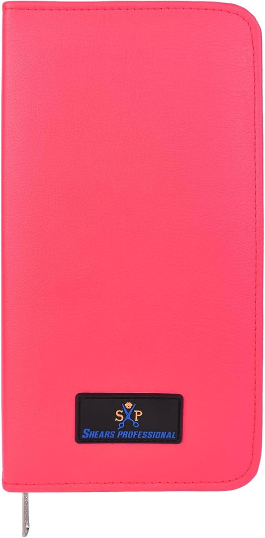 Leather 5 Scissor & Shear Storage Case for Hairstylist - Hairdresser -Scissor Holder Perfect for home-saloon use (Pink)