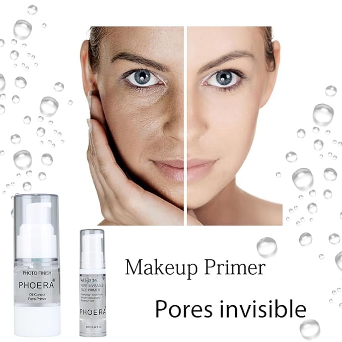 2 Pack PHOERA Primer for Face Makeup, Pore Shrink Wrinkles Remove Fine Lines Hydration Clean Prime.6 ML*2