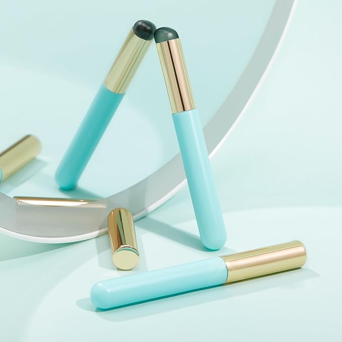 DUcare Fingerlike Silicone Lip Brush | Multi-purpose Makeup Blending Lipstick Brush with Lid (Blue)