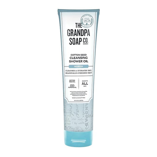The Grandpa Soap Company Cottonseed Oil Body Wash Cottonseed + Organic Sweet Almond Oils | Clean, Vegan & Cruelty Free Formula | Nourishing Body Soap for Sensitive Skin | 9.5 Fl. Oz. Tube
