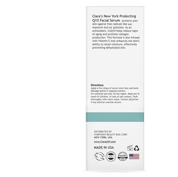 CLARA'S NEW YORK Q10 Facial Serum with Vitamin E – Hydrating, Brightening & Skin-Supportive – 30ml / 1 Fl Oz – Made in USA