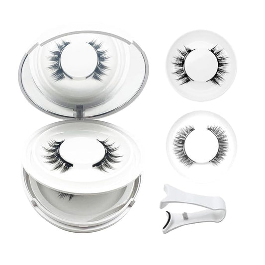 Hunnyfit Magnetic Lashes, Magnetic Eyelashes with Applicator, Magnetic Eyelashes Natural Look,Reusable Magnet Lashes No Glue Needed Soft Lashes Kit(Simple+Simple)