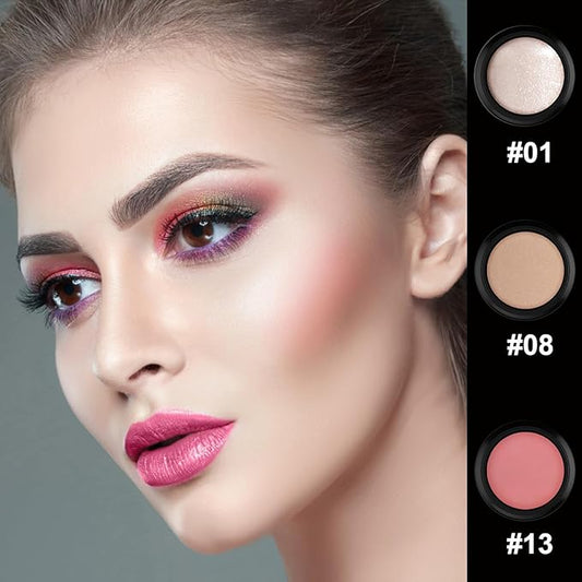 Hilareco 3 Pcs Cream Contour Stick Makeup Kit, Shades with Highlighter Stick, Blush Stick and Bronzer Contour Stick for Sculpt the Cheeks, Waterproof, Matte & Dewy Finish (Fair,#01+#08+#13)