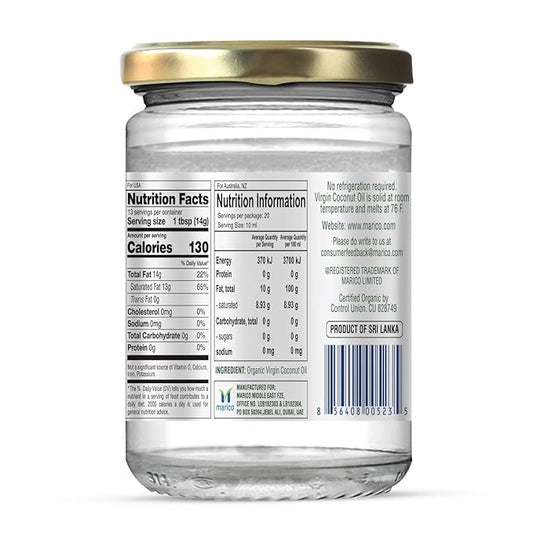 "Parachute Naturalz Organic Virgin Coconut Oil | Cooking Oil, Hair Oil, Body Oil & Oil Pulling | Cold Pressed | Unbleached | Unrefined | Non-Hydrogenated | MCT Oil | USDA Certified |6.7 Fl. Oz. | Glass Jar"